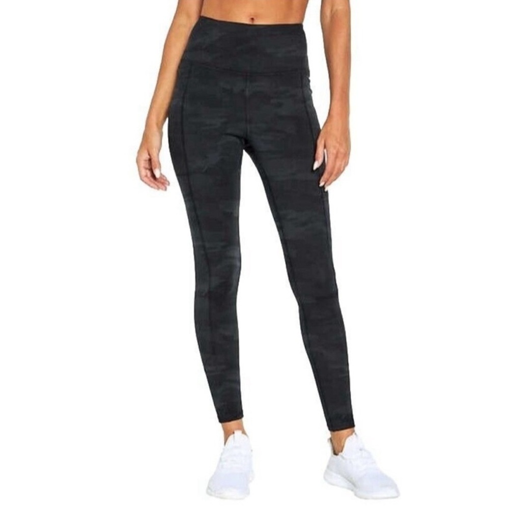 MARIKA SPORT Women's Black Embossed Camo High Waist Athletic Leggings XL